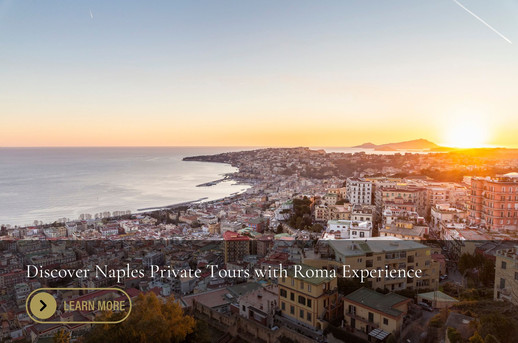 view of naples coastline at sunset, italy