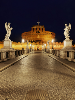 View of Castel Sant'Angelo from the Ponte Elio Bridge at Night